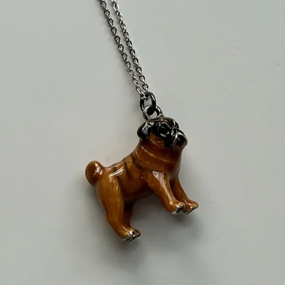 Fawn Pug Pendant Necklace - Picture 3 of 9
